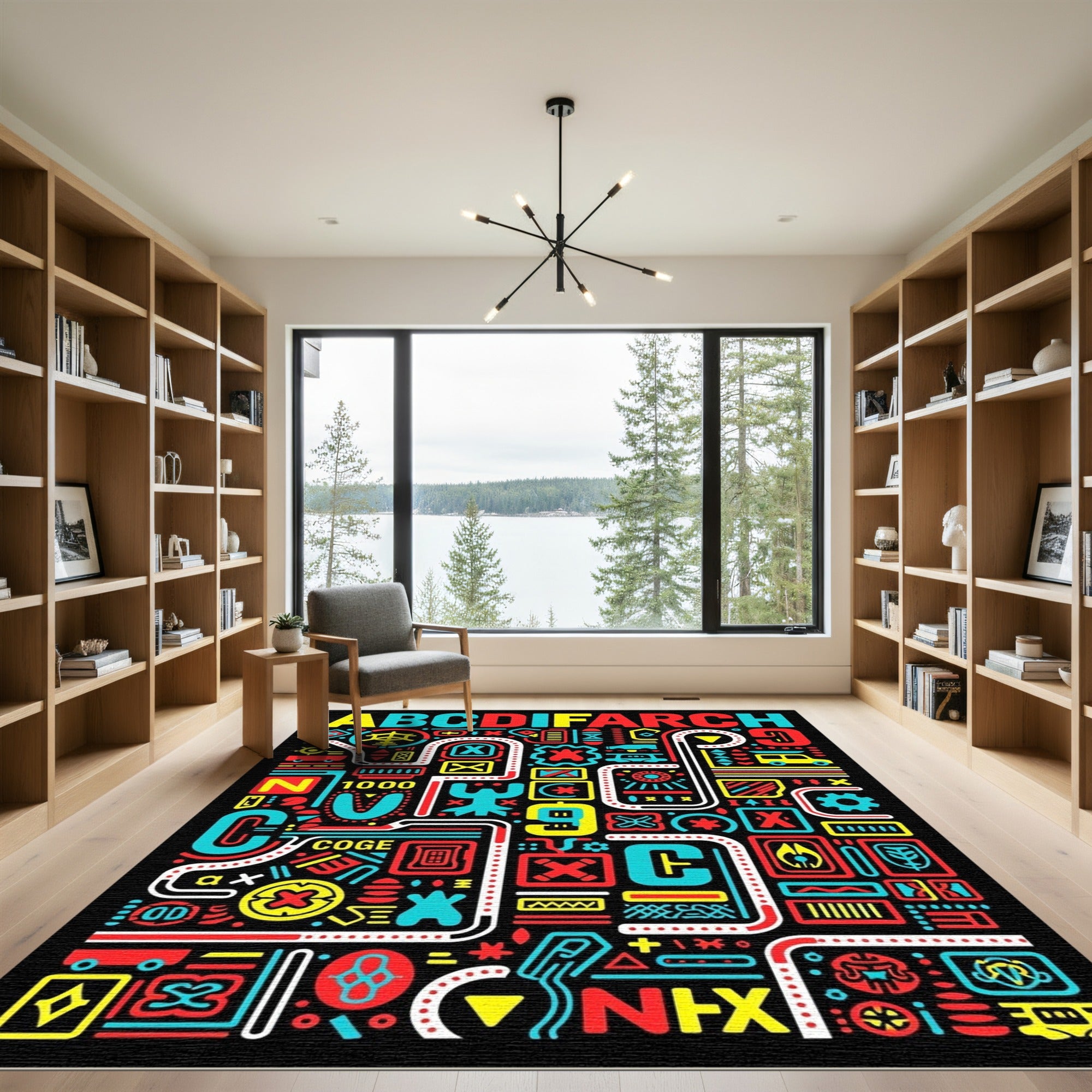 Bold Geometric Abstract Alphabet Rug