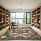 Vintage Floral Bouquet Ornate Filigree Rug