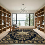 Elegant Golden Star Floral Medallion Rug