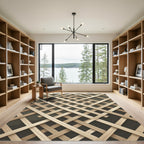Geometric Beige Interwoven Lattice Rug