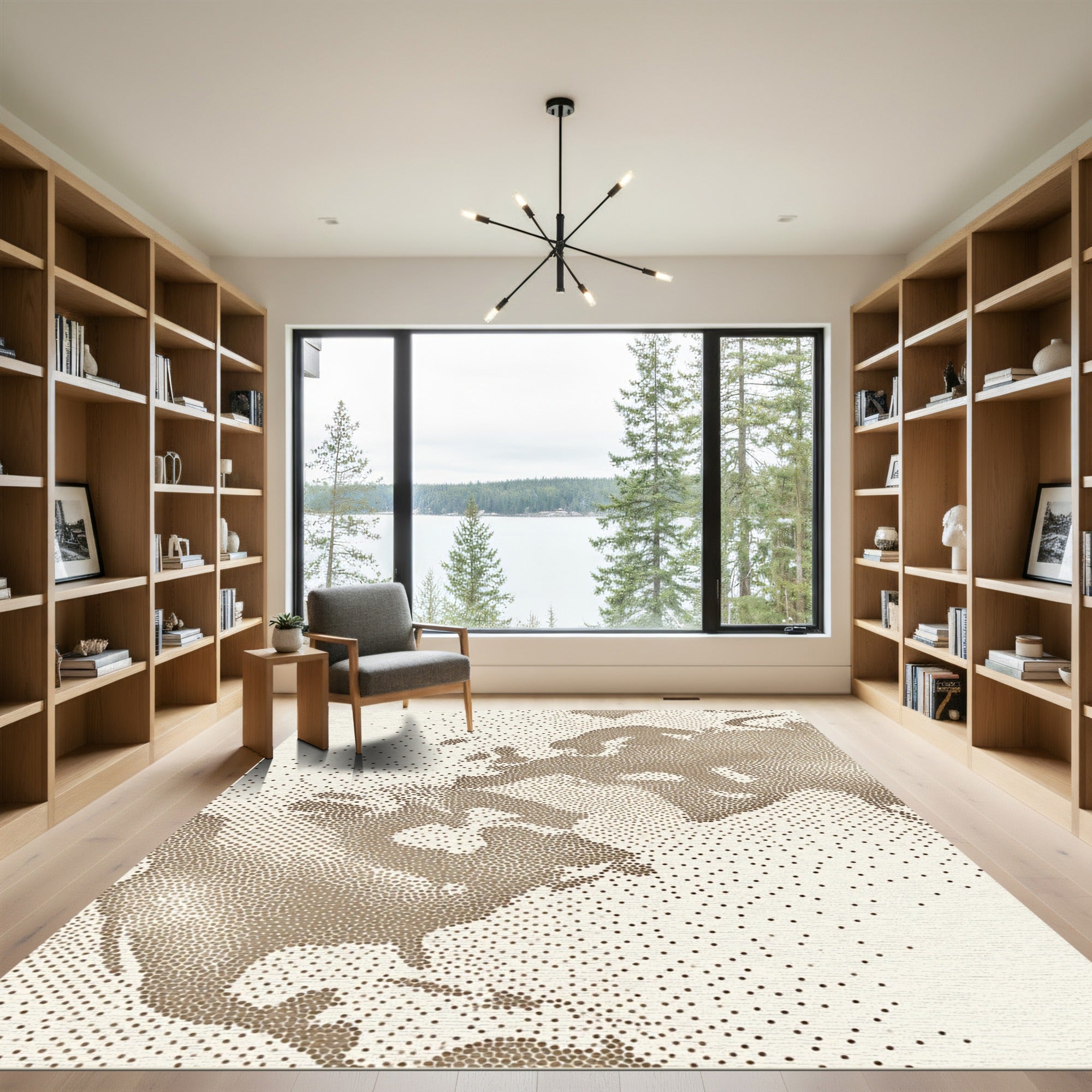 Sepia Earth Topographic Dot Art Rug