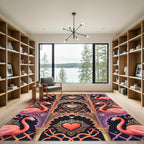 Pink Flamingo Heart Archway Tapestry Rug