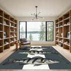 Striped Perch Fish Monochrome Art Rug