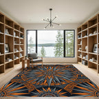 Sharp Orange Gray Radial Sunburst Rug