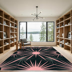 Modern Pink and Charcoal Celestial Burst Rug