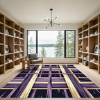 Purple Tan Wood Grain Weave Rug
