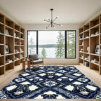 Nautical Navy Bulldog Tile Mosaic Rug