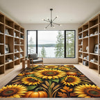 Vibrant Yellow Sunflower Harvest Arrangement Rug