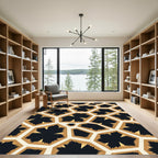 Geometric Gold Black Ochre Cells Rug