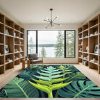 Lush Tropical Heliconia Foliage Botanical Rug