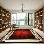 Radiant Red Sunburst Art Deco Frame Rug