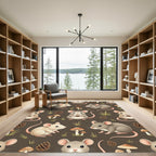 Whimsical Woodland Mouse with Pinecone Illustration Rug