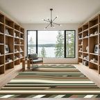 Earthy Olive And Mocha Wavy Stripe Rug