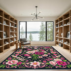 Vibrant Pink Floral Swirl Garden Rug