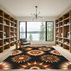 Radiant Sunburst Copper Geometric Abstract Rug