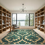 Emerald Damask Scroll Botanical Verdant Rug