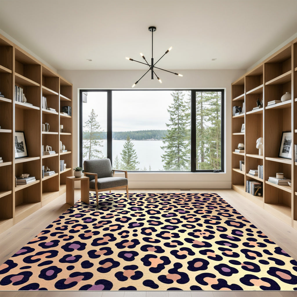 Golden Leopard Spot Animal Hide Rug