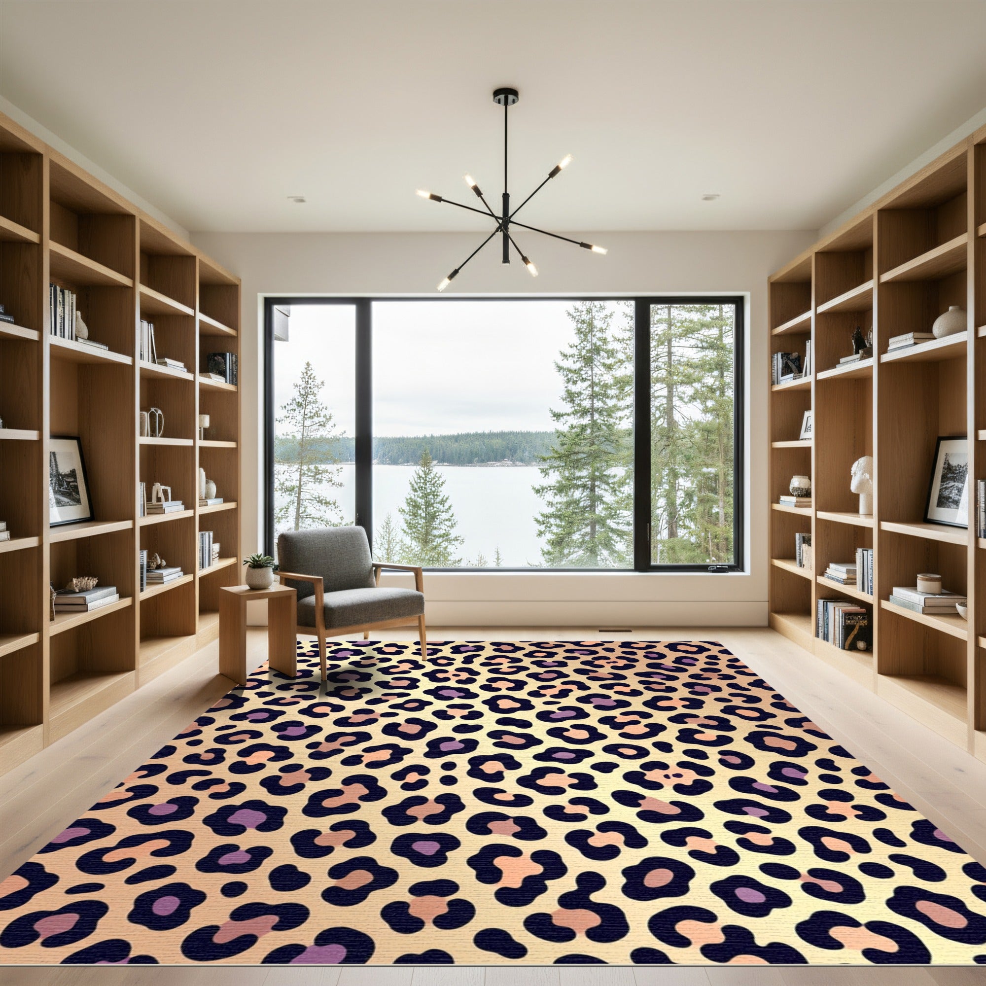 Golden Leopard Spot Animal Hide Rug