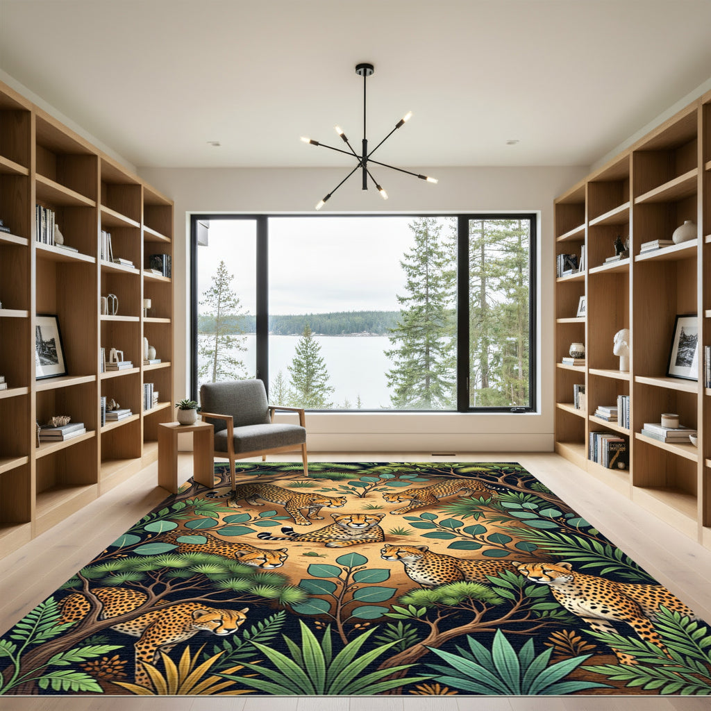 Vibrant Safari Cheetah Jungle Landscape Rug