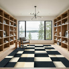 Dark Ivory Geometric Block Surface Rug