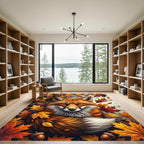 Golden Autumn Fox and Maple Leaves Rug