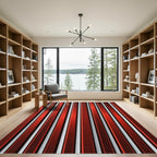 Metallic Red Vertical Stripe Rug