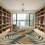 Golden Fern Frond Pattern Rug