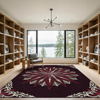 Deep Burgundy White Filigree Star Rug