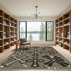 Gothic Ornate Cross Neutral Taupe Rug
