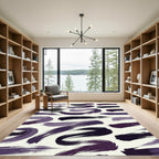 Abstract Plum Brush Stroke Wave Rug