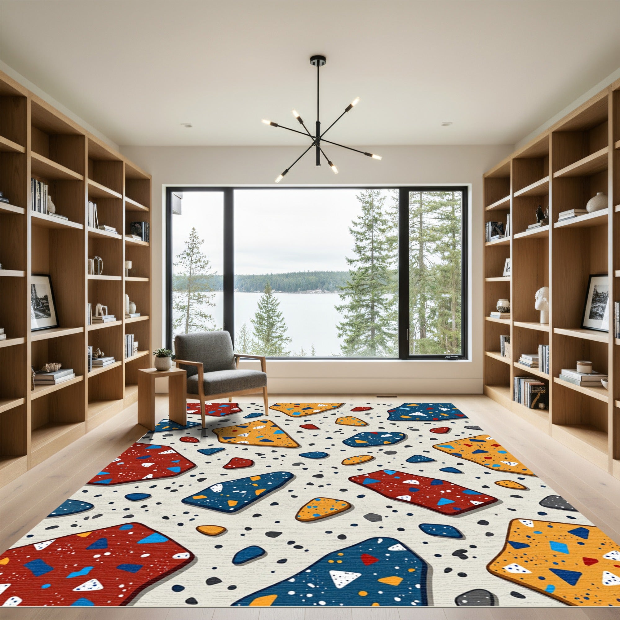 Multicolor Terrazzo Abstract Geometric Mosaic Rug