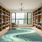 Serene Teal Swirl Wave Rug