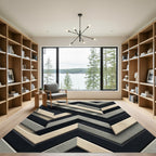 Monochrome Geometric Chevron Layered Art Rug