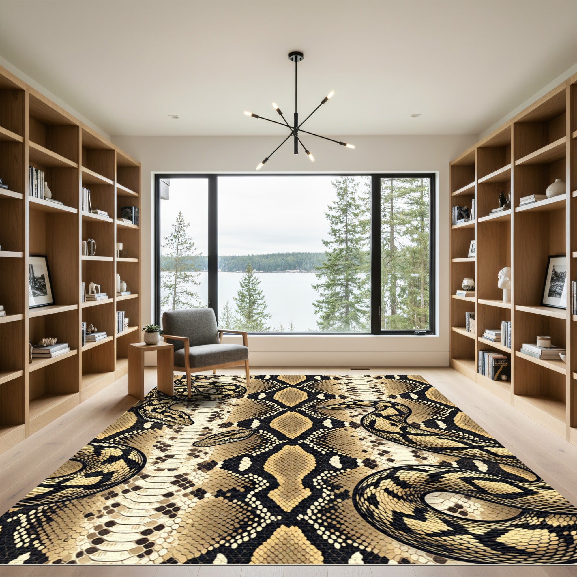 Exotic Serpent Skin Tan Reptile Rug