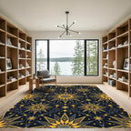 Golden Starburst Dark Night Tapestry Rug