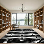 Monochromatic Coastal Lighthouse Graphic Art Rug