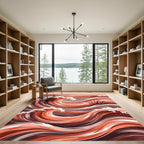 Earthy Coral Wave and Branch Composition Rug
