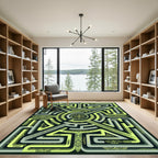 Yellow Green Maze Tribal Pattern Rug