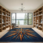 Golden Blue Starburst Emblem Rug