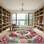Elegant Pink Carnation Floral Wreath Rug