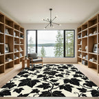 Black Grapevine Leaf Botanical Art Rug