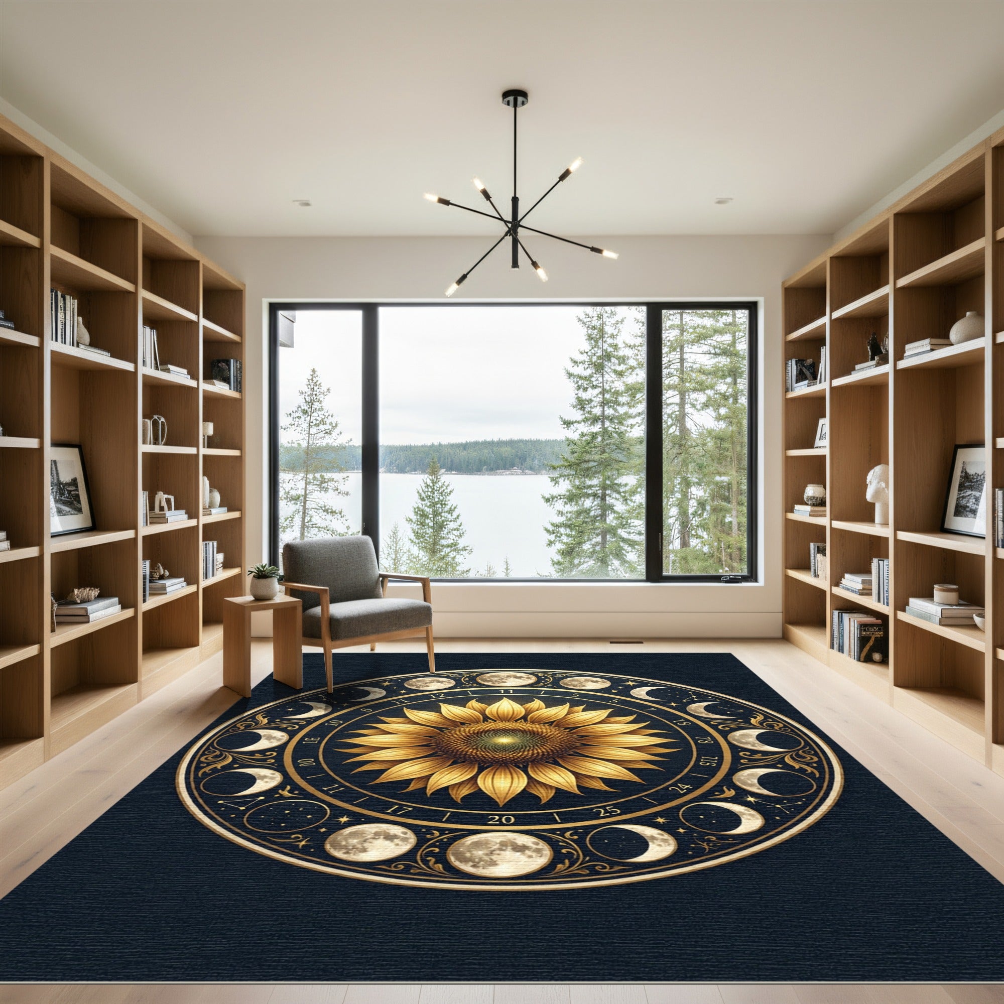 Celestial Sun and Moon Lunar Calendar Rug
