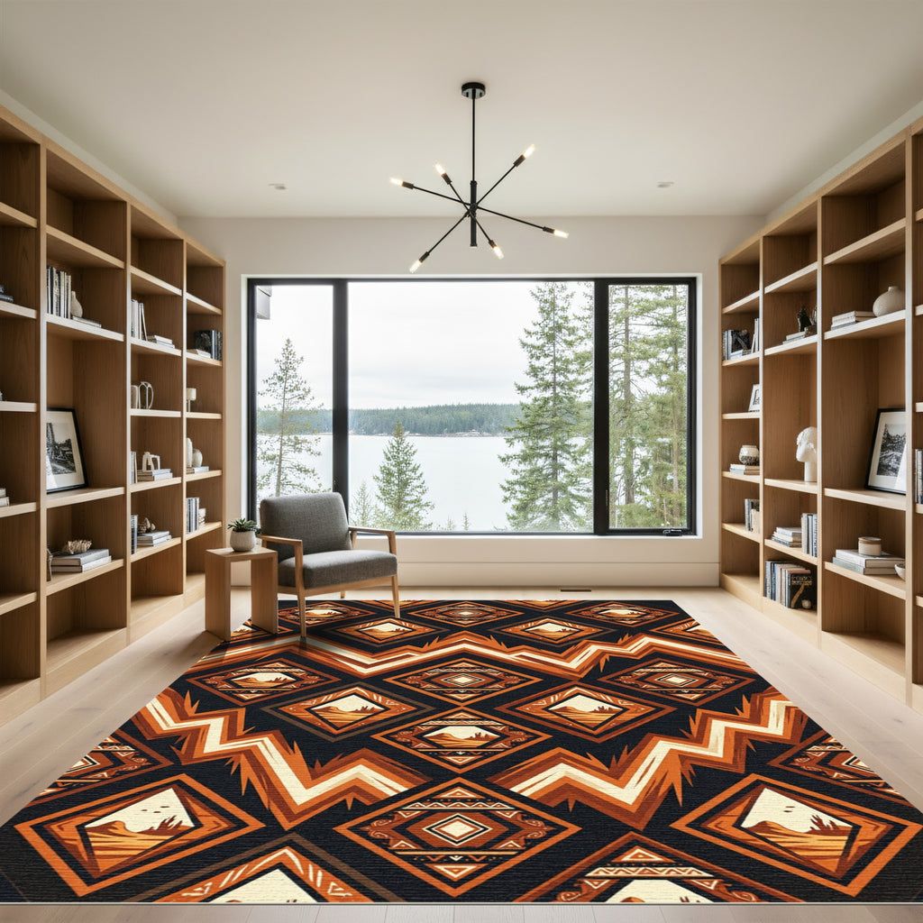 Terracotta Earthy Geometric Desert Diamond Rug