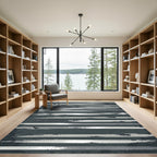 Grunge Gray Brush Stripe Rug