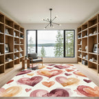 Watercolor Hearts Earthy Tones Aesthetic Rug
