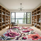 Blush Painted Floral Botanical Art Rug