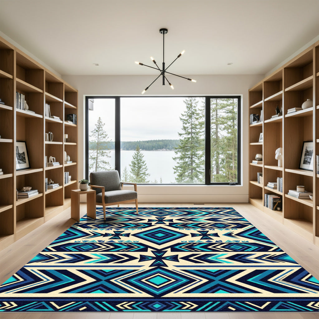 Nautical Blue Geometric Arrow Rug