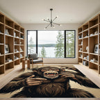 Aggressive Brown Primate Illustration Art Rug