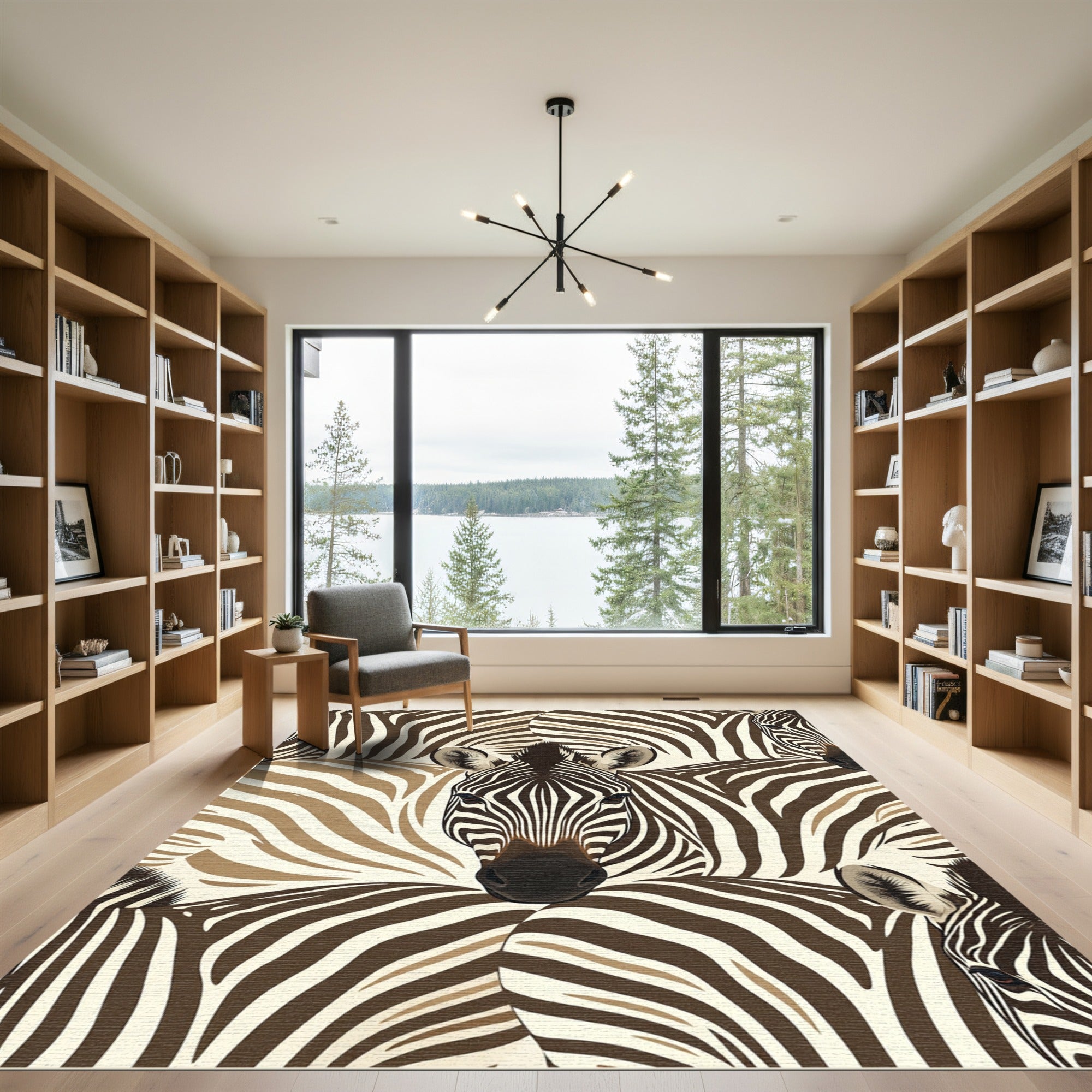 Bold Zebra Stripe Earthy Tonal Rug