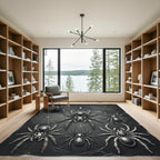 Gothic Monochrome Spider Web Ink Illustration Rug
